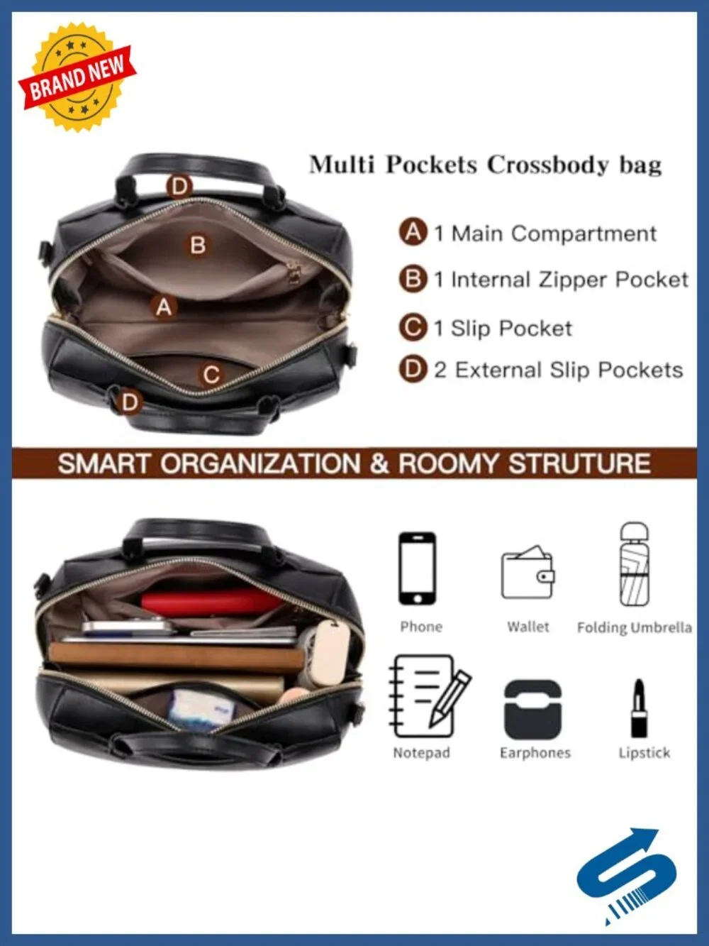 PU Leather Satchel Handbag Crossbody Bag with Top Handle and Removable Strap